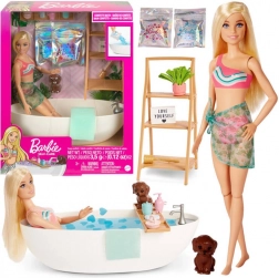 Barbie Relax – bad med konfettiskum og badekar, blond dukke og tilbehør
