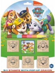 Sæt af træstempler Paw Patrol 5+1 med pude og voksfarve