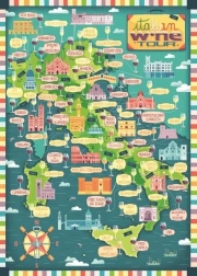 Puslespil Kort over Italien - Italiensk vinrundtur 1000 brikker