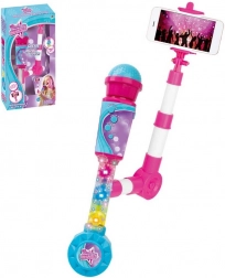 Mikrofon på batterier med lyseffekter og selfiestang