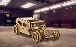 træ 3D-puslespil WOODEN CITY hot rod – mekanisk model 141 dele