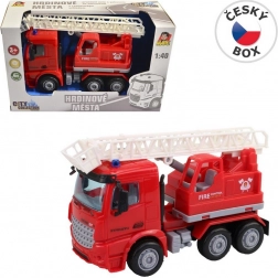 Brandbil med platform med friktionstræk 16 cm