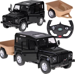 Rastar fjernstyret Land Rover Defender 1:14 med trailer – sort