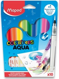 MAPED Color'Peps Aqua tuscher med pensel-effekt, sæt med 10 farver + vandpensel