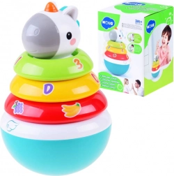 Farverigt stablelegetøj med rasle og enhjørning