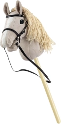 Hobby horse på stang milly mally grå plyshest