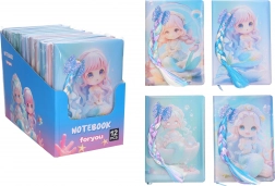 Linjeret notesbog 14 × 21 cm – havfrue med hestehale, 80 sider