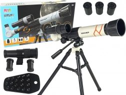 Uddannelsesmæssigt videnskabeligt teleskop med telefonholder hvid