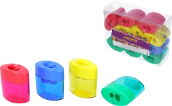 Blyantspidser til to blyanter med gennemsigtig beholder