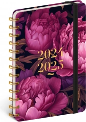 Notique spiralindbundet 18-måneders kalender Petito – lilla blomster 2024/2025, 13 × 18 cm