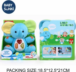 Plys-elefant med lys og musik 20 cm
