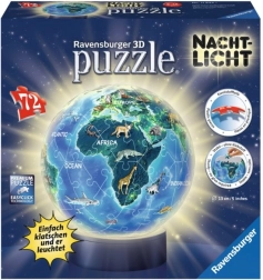 Ravensburger 3D lysende puzzleball Natlig globus 72 brikker