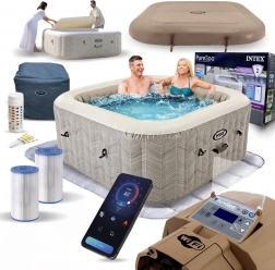 oppusteligt firkantet spa til 4 personer 175 × 71 cm med hydromassage INTEX