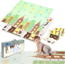 Dobbeltlags sammenklappelig skumlege­måtte HUMBI 200 × 180 × 1 cm – by, dyr