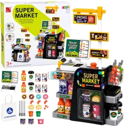 Børnesupermarked med kasseapparat, scanner og drikkevare-dispenser (65 dele)