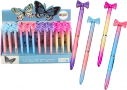 kuglepen med sløjfe, farverig, blå blæk 0,7 mm