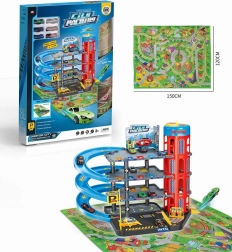 Fleretagers parkeringshus med elevator, vejunderlag og tilbehør