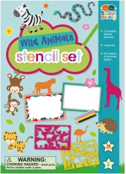 Skabeloner med vilde dyr med farveblyantsæt