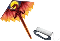 Stor rød drage med lang hale 170 cm x 130 cm