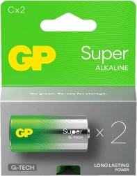 Alkaliske batterier C LR14 GP Super, 2 stk.