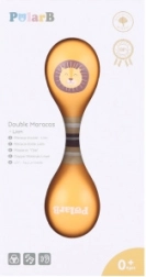 Træ maracas med dobbeltende og løvemotiv PolarB