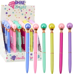 Elegant kuglepen med perle og blæk i blå