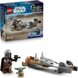 LEGO Star Wars Mandalorian og Grogu på speeder-motorcykel
