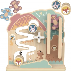 Træ aktivitetsbræt og kuglebane 2-i-1 TOOKY TOY