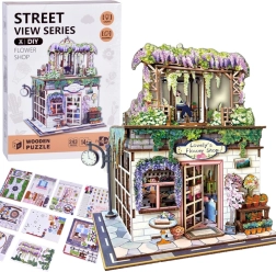 Træ 3D-puslespil Blomsterbutik med lys, 243 brikker