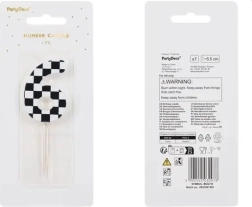 Fødselsdagslys med tallet 6, ternet design, 5,5 cm