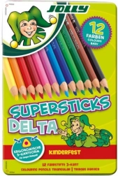 Trekantede DELTA-farveblyanter, 12 farver, i metalæske