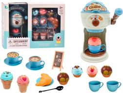 Søde godbidder til kaffebar med ismaskine, kopper og muffins