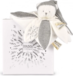 Gavesæt Plys-krammetæppe Bamse med hue grå