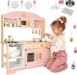 Træbørnekøkken Modern Classic med tilbehør, pink