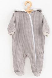 Baby-musselinheldragt med hætte New Baby Comfort Clothes grå 80 (9–12 måneder)