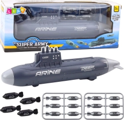 Ubåd med torpedoer og friktionsdrev mørkegrå 28 cm