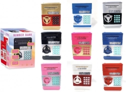 Sparegris-sikkert skab med kode samt lys- og lydeffekter