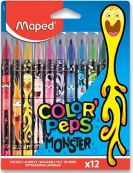 Tuschpenne MAPED Color'Peps Monster, sæt med 12 farver
