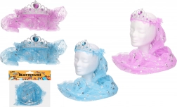 Karnevals-hårbøjle med slør – mix af farver