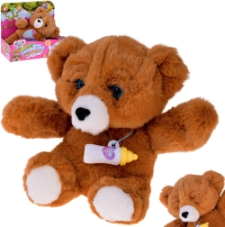 Interaktiv plysbjørn med flaske – griner, græder og lukker øjnene