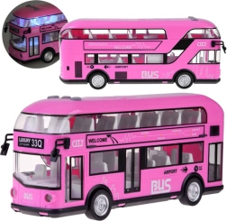 Pink dobbeltdækkerbus med lyd og døråbning ZA4748