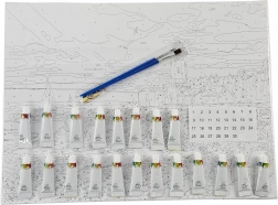 Maling efter tal med ramme 40 × 50 cm – piratskib