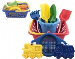 Sandsæt til børn med kurv, spand og sandforme