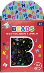 Perlesæt - bogstaver sorte + 1 meter snor