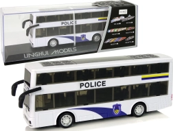 Dobbelt-dækker politibus med optræk, lys og lyde