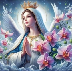 Diamantmaling jomfru maria med englevinger 30 × 40 cm
