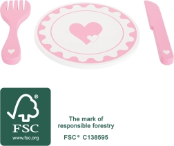 Small foot sæt med tallerkener og bestik, hjerte