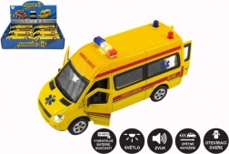 Ambulance – metal-plast legetøjsbil med lys og lyde, 15 cm, pullback