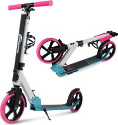 Sammenklappelig løbehjul hvid‑pink‑blå med rem