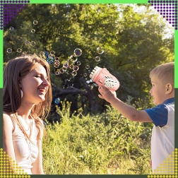 Boblepistol med flere dyser pink + påfyldning